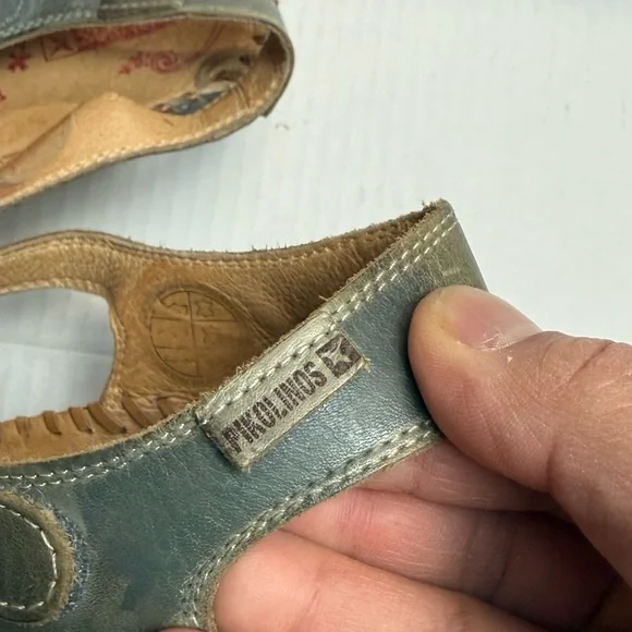 Pikolinos Leather Cutout Slingback Sandals EU 41 Gray Green Comfort Walking Shoe - Picture 8 of 12